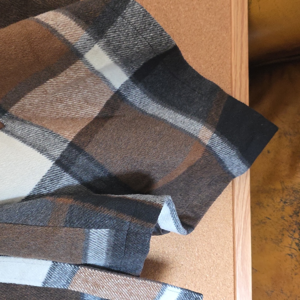 Wool Blend Chicwish Belted  Plaid Wrap Coat - Black, Brown, Gray Size M - Picture 4 of 10